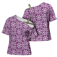 Poni Palaka Quilt Hawaii Cross Shoulder Shirt Hawaiian Tropical Monstera Sea Turtle
