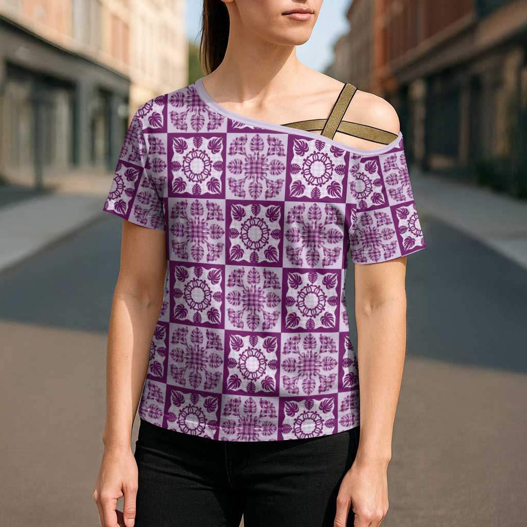 Poni Palaka Quilt Hawaii Cross Shoulder Shirt Hawaiian Tropical Monstera Sea Turtle