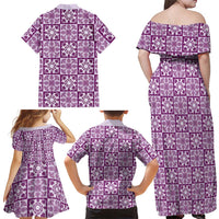Poni Palaka Quilt Hawaii Family Matching Off Shoulder Maxi Dress and Hawaiian Shirt Hawaiian Tropical Monstera Sea Turtle LT14 - Polynesian Pride