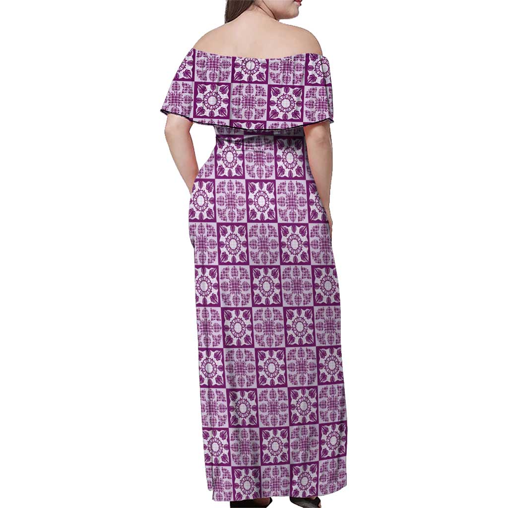 Poni Palaka Quilt Hawaii Family Matching Off Shoulder Maxi Dress and Hawaiian Shirt Hawaiian Tropical Monstera Sea Turtle LT14 - Polynesian Pride