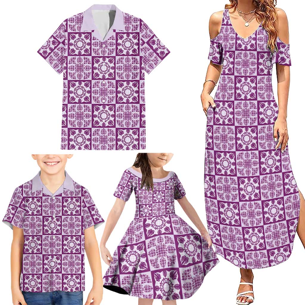 Poni Palaka Quilt Hawaii Family Matching Summer Maxi Dress and Hawaiian Shirt Hawaiian Tropical Monstera Sea Turtle LT14 - Polynesian Pride