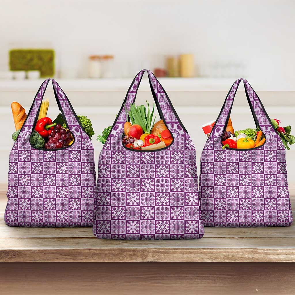 Poni Palaka Quilt Hawaii Grocery Bag Hawaiian Tropical Monstera Sea Turtle