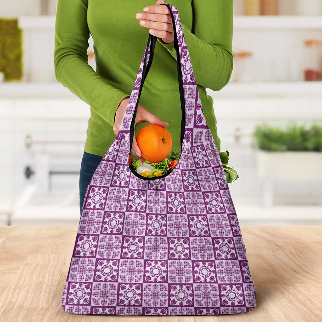 Poni Palaka Quilt Hawaii Grocery Bag Hawaiian Tropical Monstera Sea Turtle