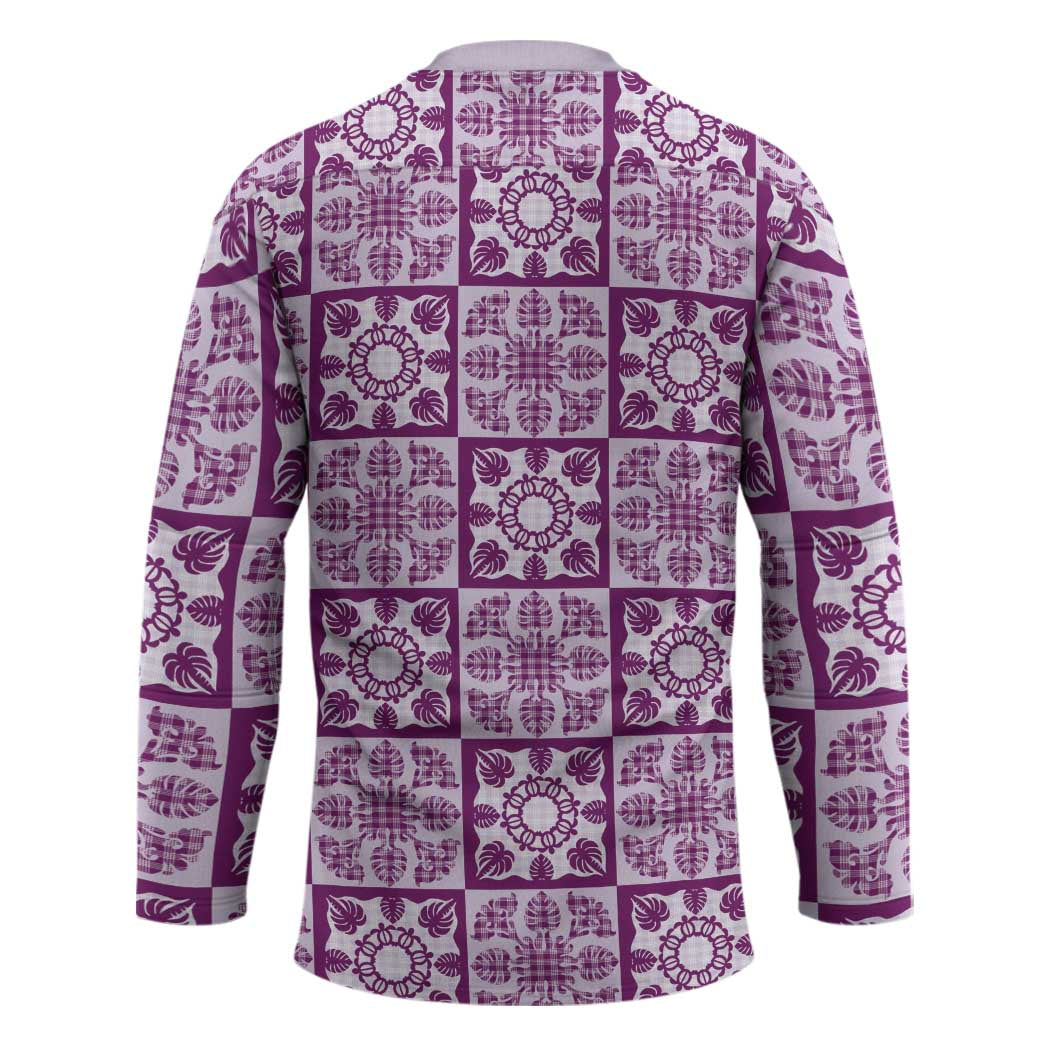 Poni Palaka Quilt Hawaii Hockey Jersey Hawaiian Tropical Monstera Sea Turtle