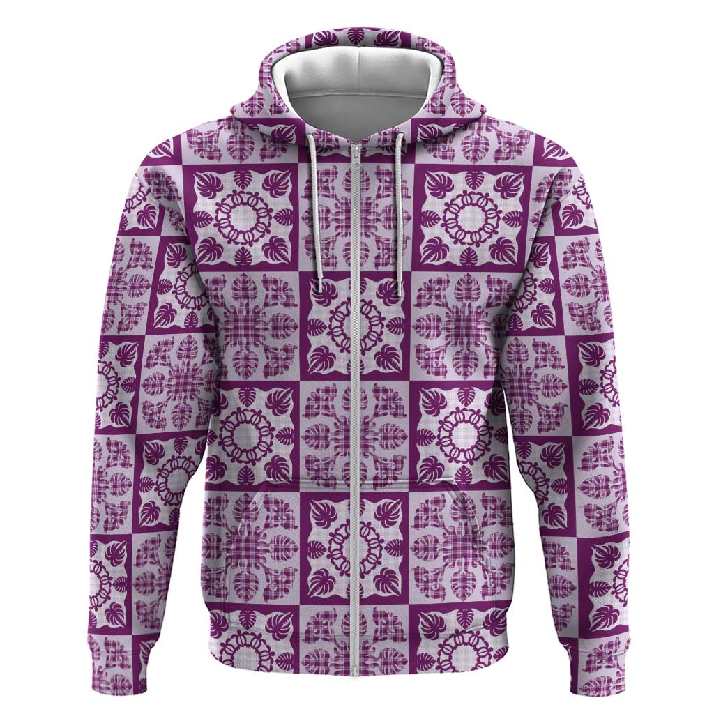 Poni Palaka Quilt Hawaii Hoodie Hawaiian Tropical Monstera Sea Turtle