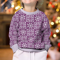 Poni Palaka Quilt Hawaii Kid Ugly Christmas Sweater Hawaiian Tropical Monstera Sea Turtle
