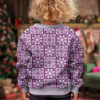 Poni Palaka Quilt Hawaii Kid Ugly Christmas Sweater Hawaiian Tropical Monstera Sea Turtle