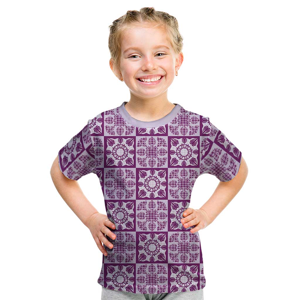 Poni Palaka Quilt Hawaii Kid T Shirt Hawaiian Tropical Monstera Sea Turtle