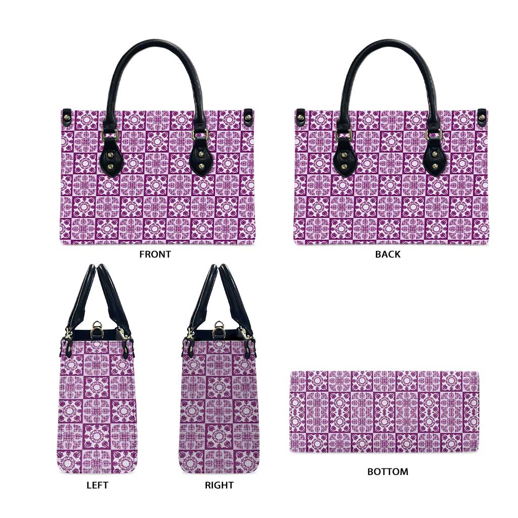 Poni Palaka Quilt Hawaii Leather Bag Hawaiian Tropical Monstera Sea Turtle