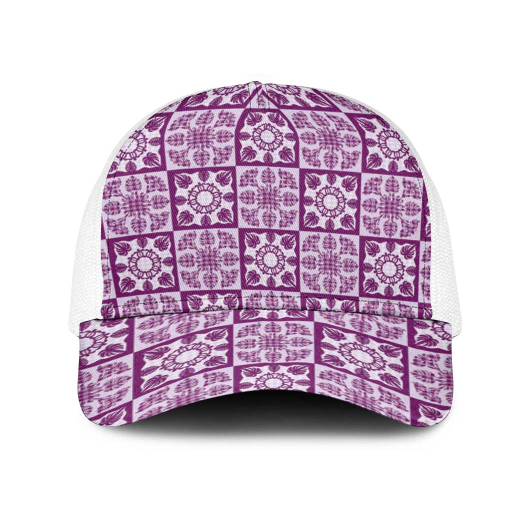 Poni Palaka Quilt Hawaii Mesh Trucker Cap Hawaiian Tropical Monstera Sea Turtle