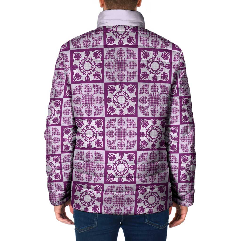 Poni Palaka Quilt Hawaii Padded Jacket Hawaiian Tropical Monstera Sea Turtle