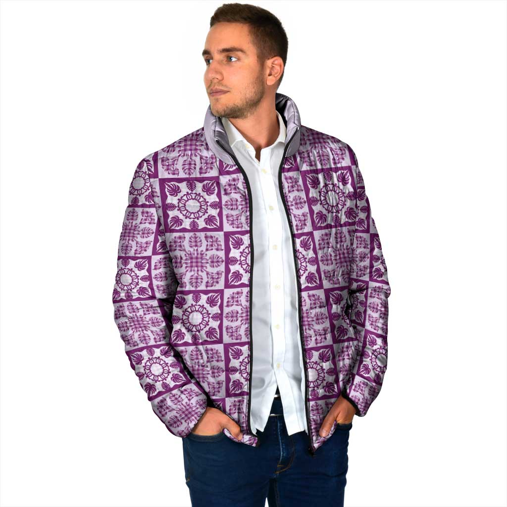 Poni Palaka Quilt Hawaii Padded Jacket Hawaiian Tropical Monstera Sea Turtle