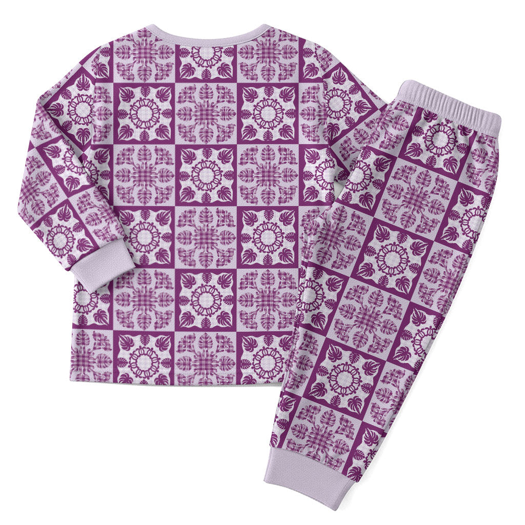 Poni Palaka Quilt Hawaii Christmas Pajama Set Hawaiian Tropical Monstera Sea Turtle