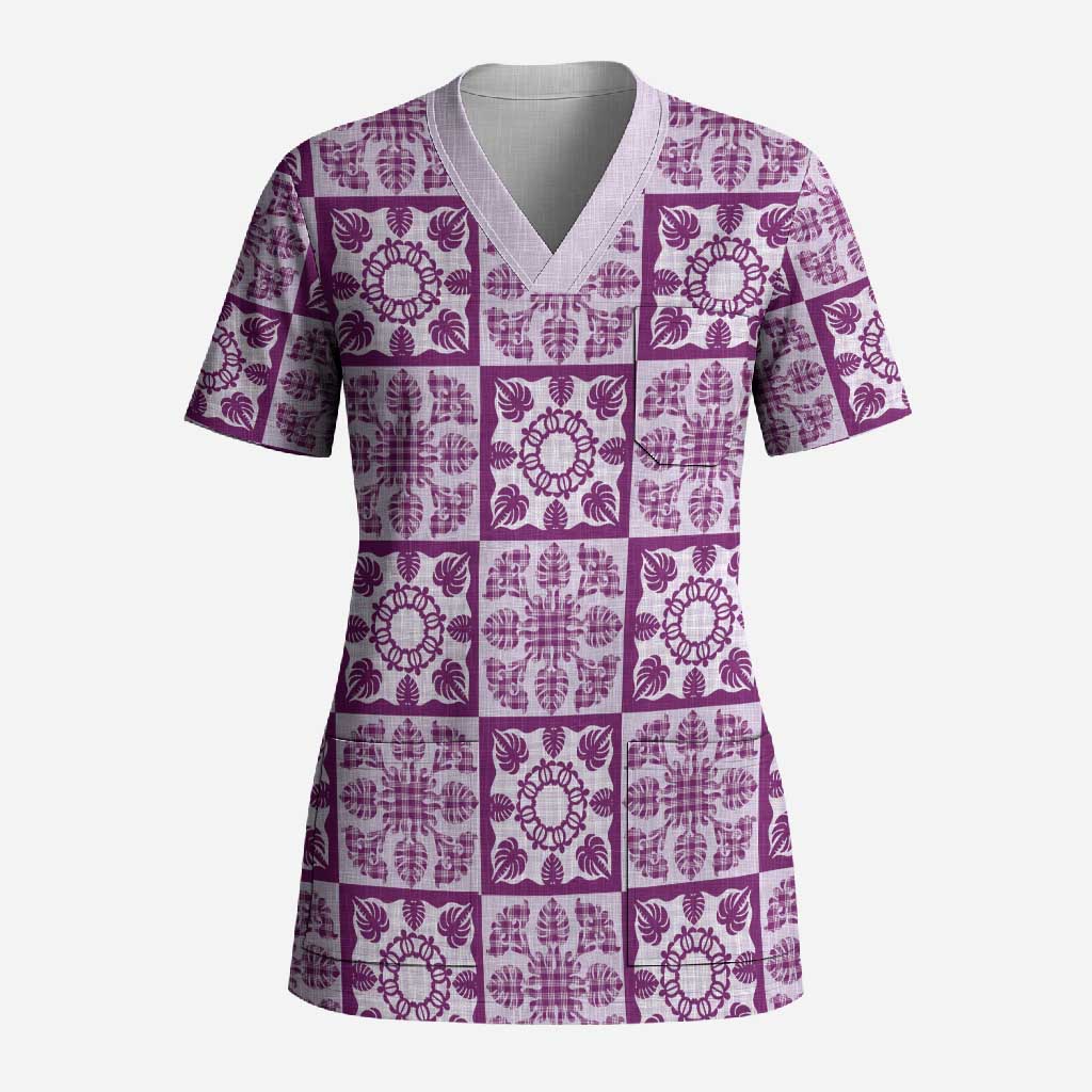 Poni Palaka Quilt Hawaii Scrub Top Hawaiian Tropical Monstera Sea Turtle