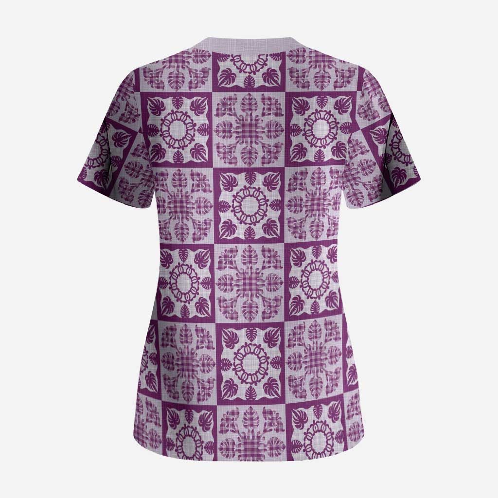 Poni Palaka Quilt Hawaii Scrub Top Hawaiian Tropical Monstera Sea Turtle