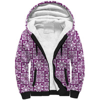 Poni Palaka Quilt Hawaii Sherpa Hoodie Hawaiian Tropical Monstera Sea Turtle