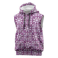 Poni Palaka Quilt Hawaii Sleeveless Hoodie Hawaiian Tropical Monstera Sea Turtle
