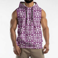 Poni Palaka Quilt Hawaii Sleeveless Hoodie Hawaiian Tropical Monstera Sea Turtle