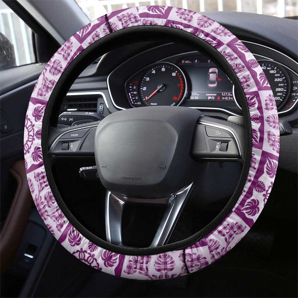 Poni Palaka Quilt Hawaii Steering Wheel Cover Hawaiian Tropical Monstera Sea Turtle