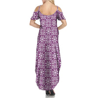 Poni Palaka Quilt Hawaii Summer Maxi Dress Hawaiian Tropical Monstera Sea Turtle