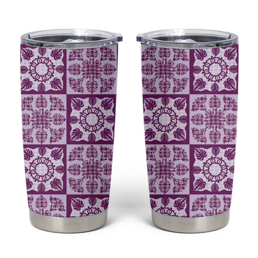 Poni Palaka Quilt Hawaii Tumbler Cup Hawaiian Tropical Monstera Sea Turtle