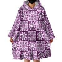 Poni Palaka Quilt Hawaii Wearable Blanket Hoodie Hawaiian Tropical Monstera Sea Turtle