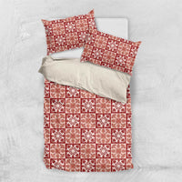 Ulaula Palaka Quilt Hawaii Bedding Set Hawaiian Tropical Monstera Sea Turtle