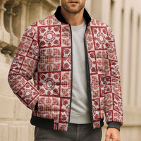 Ulaula Palaka Quilt Hawaii Bomber Puffer Jacket Hawaiian Tropical Monstera Sea Turtle