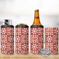 Ulaula Palaka Quilt Hawaii 4 in 1 Can Cooler Tumbler Hawaiian Tropical Monstera Sea Turtle