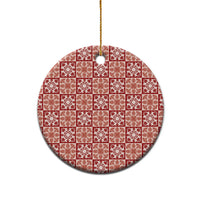 Ulaula Palaka Quilt Hawaii Ceramic Ornament Hawaiian Tropical Monstera Sea Turtle