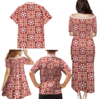 Ulaula Palaka Quilt Hawaii Family Matching Puletasi and Hawaiian Shirt Hawaiian Tropical Monstera Sea Turtle LT14 - Polynesian Pride