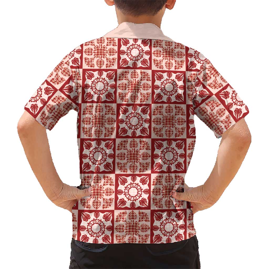 Ulaula Palaka Quilt Hawaii Family Matching Summer Maxi Dress and Hawaiian Shirt Hawaiian Tropical Monstera Sea Turtle LT14 - Polynesian Pride