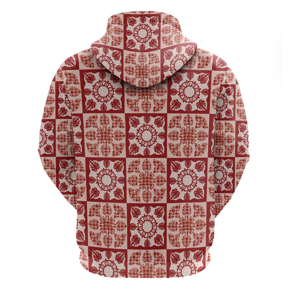 Ulaula Palaka Quilt Hawaii Hoodie Hawaiian Tropical Monstera Sea Turtle