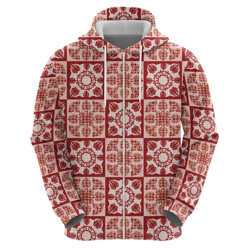 Ulaula Palaka Quilt Hawaii Hoodie Hawaiian Tropical Monstera Sea Turtle