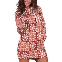 Ulaula Palaka Quilt Hawaii Hoodie Dress Hawaiian Tropical Monstera Sea Turtle