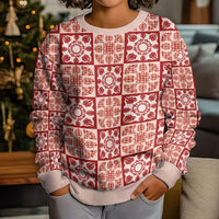 Ulaula Palaka Quilt Hawaii Kid Ugly Christmas Sweater Hawaiian Tropical Monstera Sea Turtle