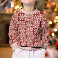Ulaula Palaka Quilt Hawaii Kid Ugly Christmas Sweater Hawaiian Tropical Monstera Sea Turtle
