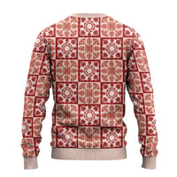 Ulaula Palaka Quilt Hawaii Ugly Christmas Sweater Hawaiian Tropical Monstera Sea Turtle