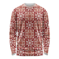 Ulaula Palaka Quilt Hawaii Long Sleeve Shirt Hawaiian Tropical Monstera Sea Turtle