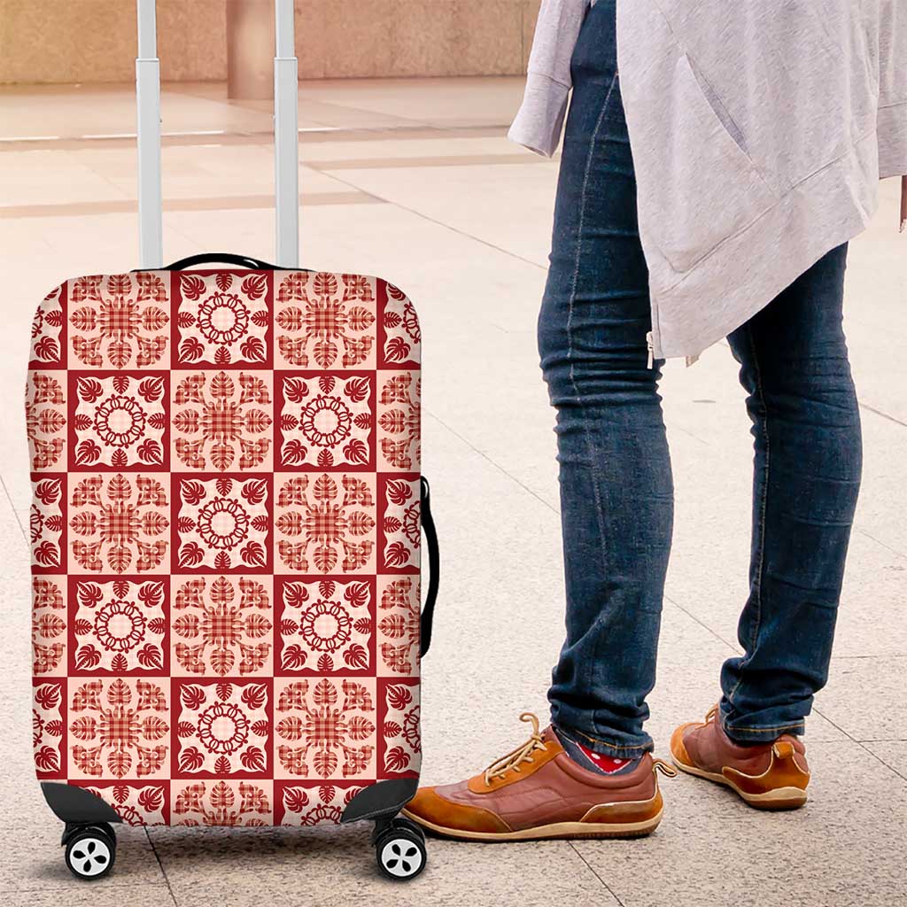 Ulaula Palaka Quilt Hawaii Luggage Cover Hawaiian Tropical Monstera Sea Turtle