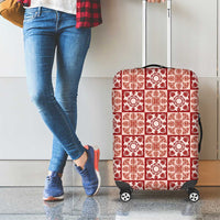 Ulaula Palaka Quilt Hawaii Luggage Cover Hawaiian Tropical Monstera Sea Turtle