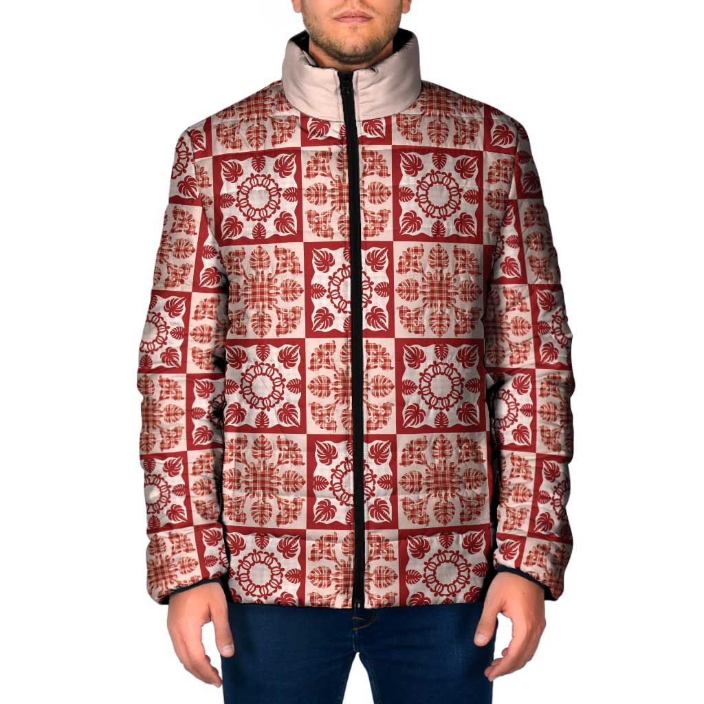 Ulaula Palaka Quilt Hawaii Padded Jacket Hawaiian Tropical Monstera Sea Turtle