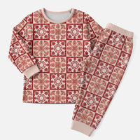 Ulaula Palaka Quilt Hawaii Christmas Pajama Set Hawaiian Tropical Monstera Sea Turtle