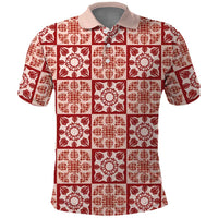 Ulaula Palaka Quilt Hawaii Polo Shirt Hawaiian Tropical Monstera Sea Turtle