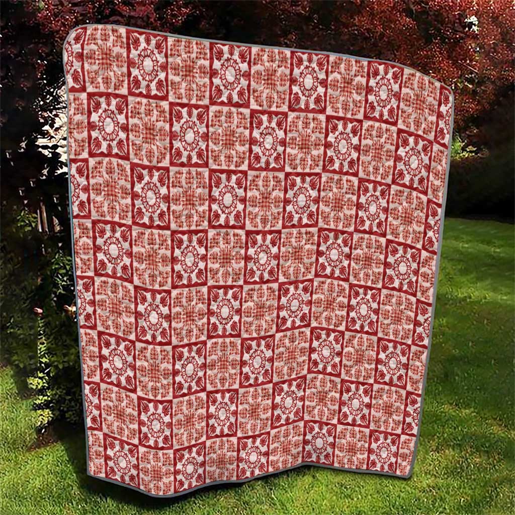 Ulaula Palaka Quilt Hawaii Quilt Hawaiian Tropical Monstera Sea Turtle