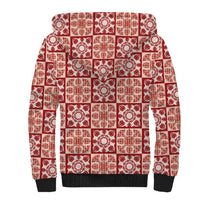 Ulaula Palaka Quilt Hawaii Sherpa Hoodie Hawaiian Tropical Monstera Sea Turtle