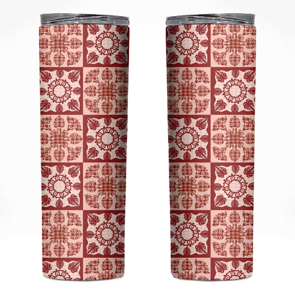 Ulaula Palaka Quilt Hawaii Skinny Tumbler Hawaiian Tropical Monstera Sea Turtle