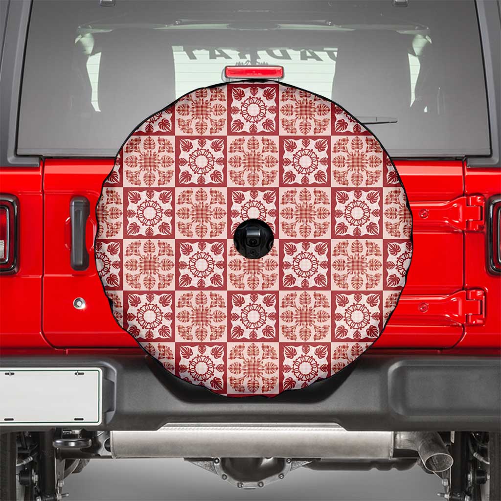 Ulaula Palaka Quilt Hawaii Spare Tire Cover Hawaiian Tropical Monstera Sea Turtle