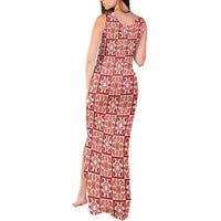 Ulaula Palaka Quilt Hawaii Tank Maxi Dress Hawaiian Tropical Monstera Sea Turtle