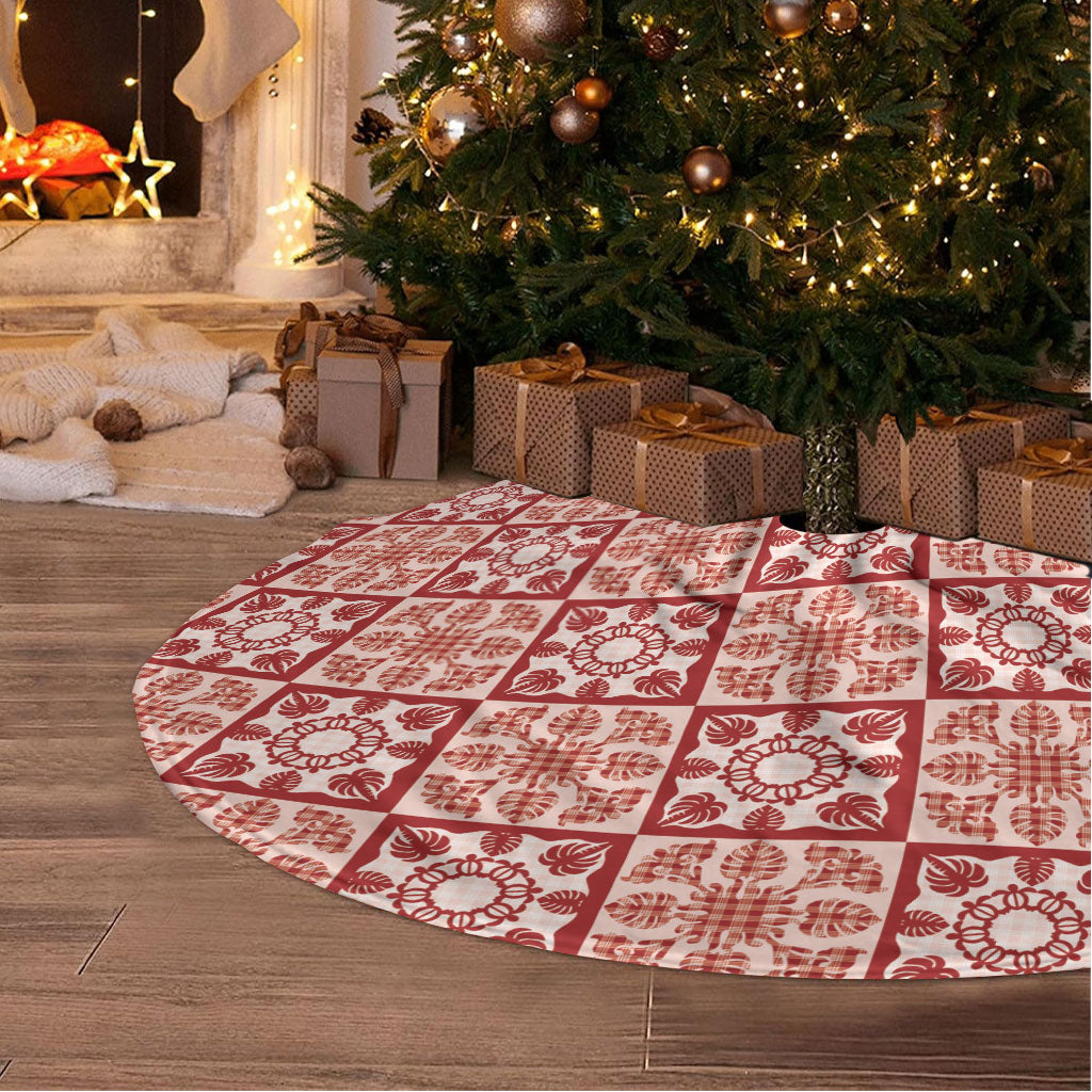 Ulaula Palaka Quilt Hawaii Tree Skirt Hawaiian Tropical Monstera Sea Turtle